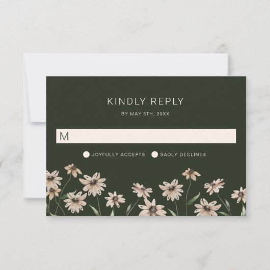 Cartons Réponse Mariage Simple Moderne Vert (Devant)