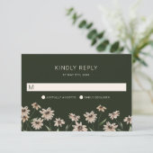 Cartons Réponse Mariage Simple Moderne Vert (Debout devant)