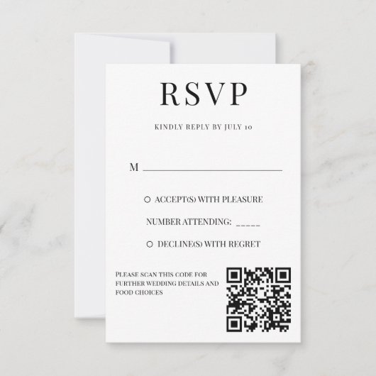Cartons Réponse Mariage simple noir et blanc (Devant)
