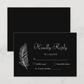 Cartons Réponse Mariage simple noir et blanc ROE (Devant / Derrière)