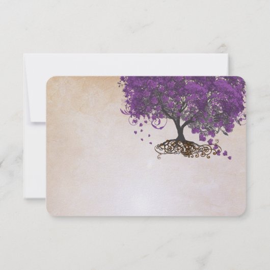 Cartons Réponse Mariage simple Peachy Purple Cardiaque Leaf Arbre (Dos)