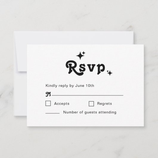 Cartons Réponse Mariage simple rétro chic (Devant)
