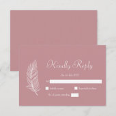 Cartons Réponse Mariage Simple Rose et Blanc ROE (Devant / Derrière)