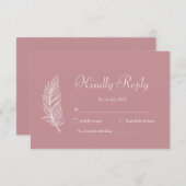 Cartons Réponse Mariage simple rose et blanc ROE (Devant / Derrière)