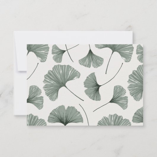 Cartons Réponse Mariage simple Sage Green Ginkgo Leaf (Dos)