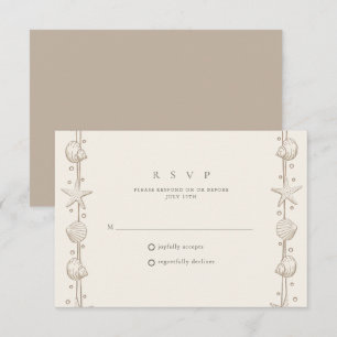 Cartons Réponse Mariage simple Seashell Border Beach