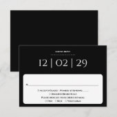 Cartons Réponse Mariage Simple Spécial Date Noir Et Blanc (Devant / Derrière)