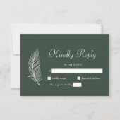 Cartons Réponse Mariage simple vert foncé et blanc ROE (Devant)