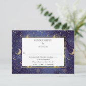 Cartons Réponse Mariage Soleil Et Lune D'or Céleste (Debout devant)