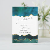 Cartons Réponse Mariage Strates d'agate sarcelle et or (Debout devant)