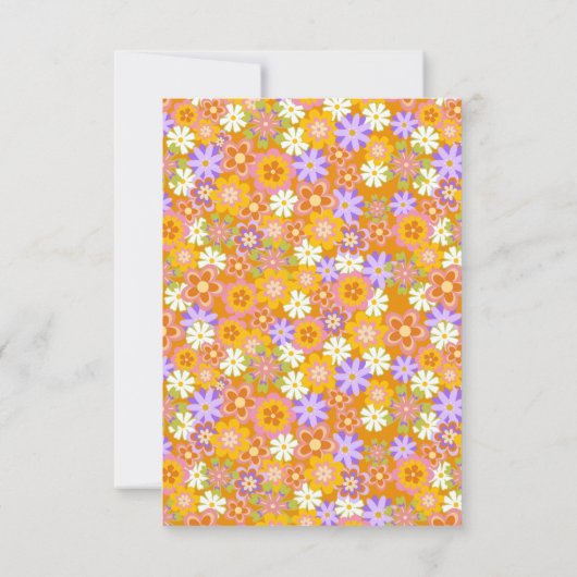 Cartons Réponse Mariage super Retro Orange Purple Fleurs (Dos)