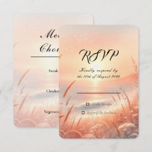 Cartons Réponse Mariage sur la plage de Golden Sunset Meadow