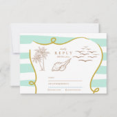 Cartons Réponse Mariage sur la plage rayée (Devant)