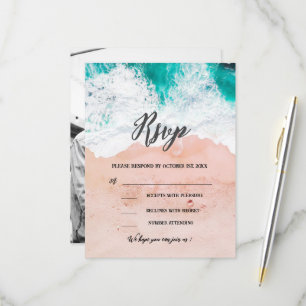 Cartons Réponse Mariage sur la plage tropicale personnalisé avec p
