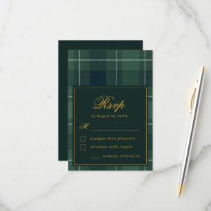 Cartons Réponse Mariage Tartan Polo Carreaux Vert Foncé Vintage