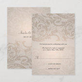 Cartons Réponse Mariage Taupe Flourish (Devant / Derrière)