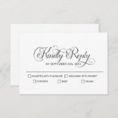 Cartons Réponse Mariage texte gris simple et élégant (Devant / Derrière)