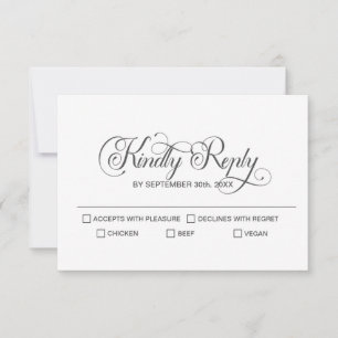 Cartons Réponse Mariage texte gris simple et élégant