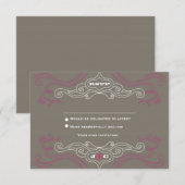 Cartons Réponse Mariage Thème Musique Rock 'n' Roll Rose & Gris (Devant / Derrière)