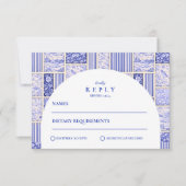 Cartons Réponse Mariage Toile Patchwork Bleu Blanc (Devant)