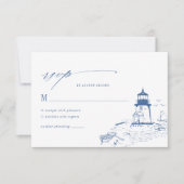 Cartons Réponse Mariage Toile Phare Côté Bleu (Devant)