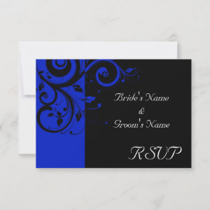 Cartons Réponse Mariage Tourbillon Inversé Noir/Bleu Royal