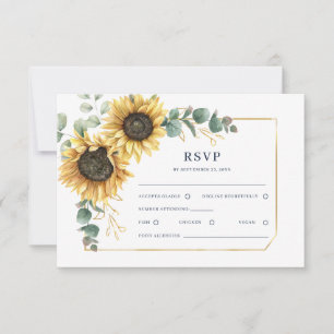 Cartons Réponse Mariage Tournesol Eucalyptus Floral