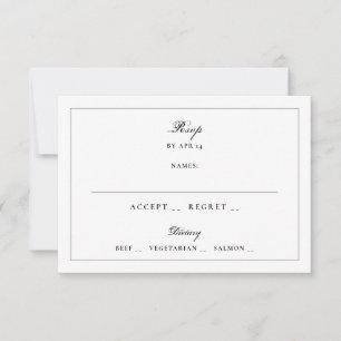 Cartons Réponse Mariage Traditionnel Blanc avec Bordure Noire