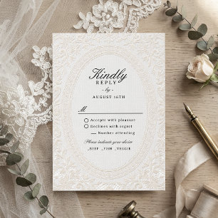 Cartons Réponse Mariage Traditionnel Élégant Floral Brodé Vintage