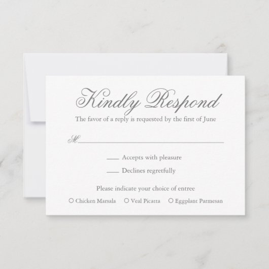 Cartons Réponse Mariage traditionnel gris formel élégant (Devant)