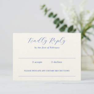 Cartons Réponse Mariage traditionnel Royal Blue élégant