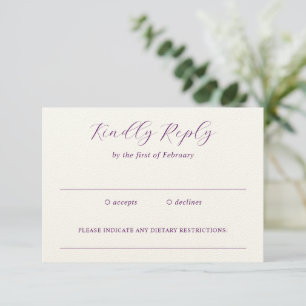 Cartons Réponse Mariage traditionnel violet élégant