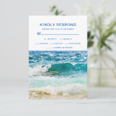 Cartons Réponse Mariage Tropical sur la Plage (Debout devant)