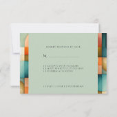 Cartons Réponse Mariage Turquoise de Pêche Bleu Orange Géométrique (Dos)