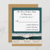 Cartons Réponse Mariage turquoise Lace et Burlap (Devant / Derrière)