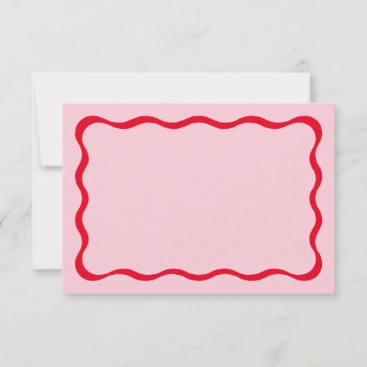 Cartons Réponse Mariage Vague Rose et Rouge Rétro (Dos)