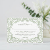 Cartons Réponse Mariage vert de la saison florale de la Renaissanc (Debout devant)