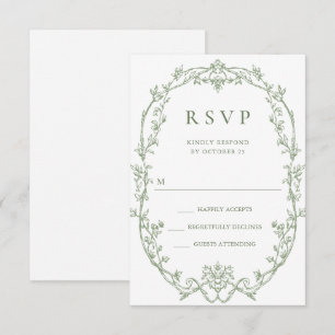 Cartons Réponse Mariage vert de l'âge orné victorien Grace Floral