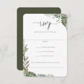 Cartons Réponse Mariage vert d'olive du feuillage botanique (Devant / Derrière)