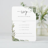 Cartons Réponse Mariage vert d'olive du feuillage botanique (Debout devant)