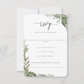 Cartons Réponse Mariage vert d'olive du feuillage botanique (Devant)