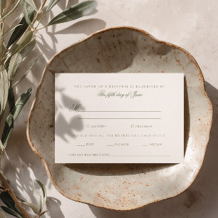 Cartons Réponse Mariage vert élégant