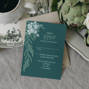 Cartons Réponse Mariage vert émeraude de la Monnaie de Sage Floral
