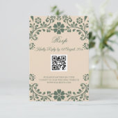 Cartons Réponse Mariage Vert et Beige avec Feuillage (Debout devant)