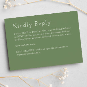 Cartons Réponse Mariage vert minimaliste