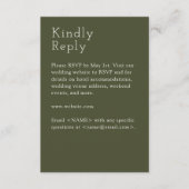Cartons Réponse Mariage vert olive minimaliste (Devant)