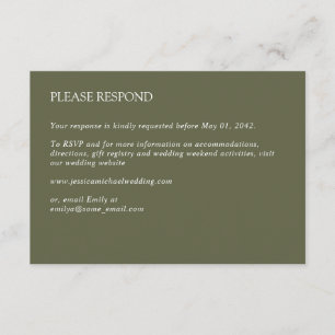 Cartons Réponse Mariage vert olive minimaliste moderne