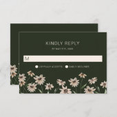 Cartons Réponse Mariage vert simple et moderne (Devant / Derrière)