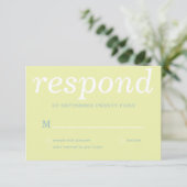 Cartons Réponse Mariage vert simple et moderne (Debout devant)
