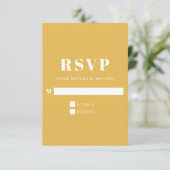 Cartons Réponse Mariage vertical moderne en gras bleu et jaune (Debout devant)